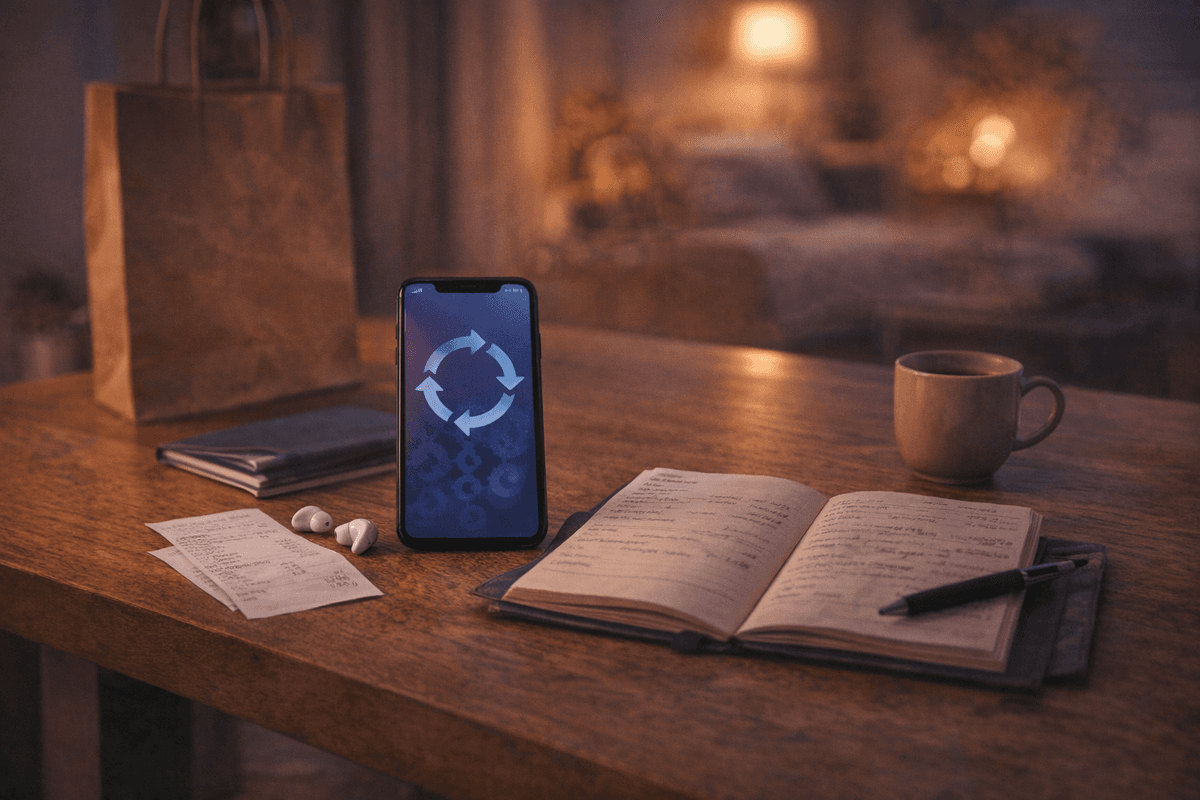 Celular, cartão e notas sugerindo soma de gastos recorrentes com mobilidade e assinaturas.